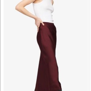 Ankle length burgundy,  high waste, fitted skirt